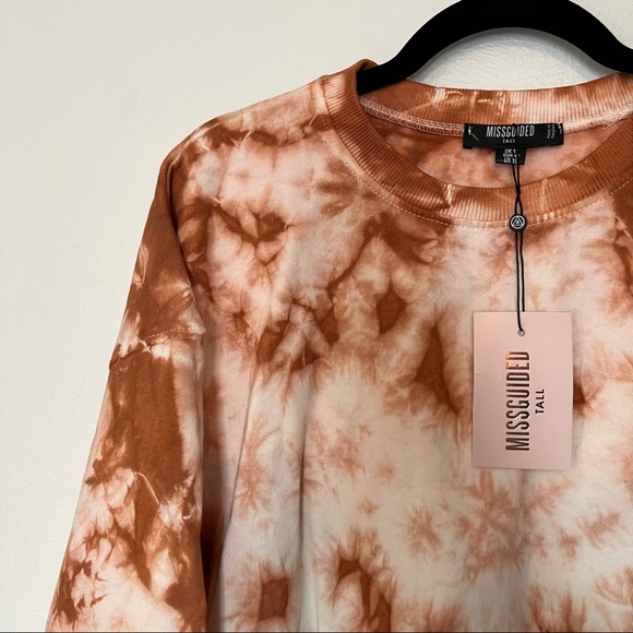 Missguided Tall Orange Tie Dye Crewneck - Picture 3 of 7